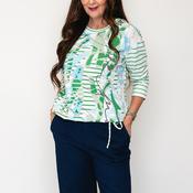 Barbara Lebek Monogram Striped Print Top, Green