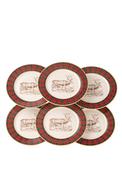 Belleek Aynsley Tartan Reindeer Tea/Dessert Plates Set of 6 image