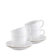 Belleek Living Erne Set of 4 Espresso Cups and Saucers, White