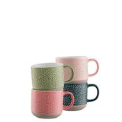 Belleek Living Set of 4 Squiggle Mugs, Multi Coloured