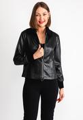 Bianca Faux Leather Ribbed Collar Jacket, Black image