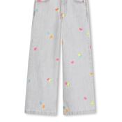 Billieblush Girls Embroidered Wide Leg Jean, Grey