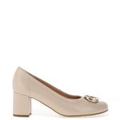 Bioeco by Arka Wide Fit Patent Brooch Detail Heeled Pumps, Beige image