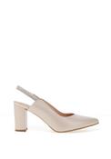 Bioeco by Arka Wide Fit Shimmering Leather Sling Back Heels, Pearl Beige image