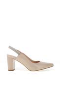 Bioeco by Arka Wide Fit Shimmering Leather Sling Back Heels, Beige image