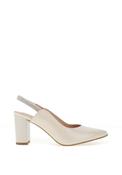 Bioeco by Arka Wide Fit Shimmering Leather Sling Back Heels, Pearl White image