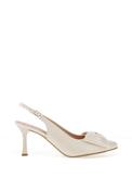 Bioeco by Arka Leather Sling Back Bow Heeled Shoes, Pearl White image