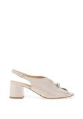 Bioeco by Arka Wide Fit Suede Leather Notch Mid Heigh Heeled Shoes, Pearl White image