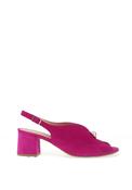 Bioeco by Arka Wide Fit Suede Leather Notch Mid Heigh Heeled Shoes, Pink image