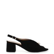 Bioeco by Arka Wide Fit Suede Leather Notch Mid Heigh Heeled Shoes, Black image