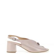 Bioeco by Arka Wide Fit Sparkling Leather Notch Mid Heigh Heeled Shoes, Blush Pink image