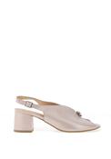 Bioeco by Arka Wide Fit Sparkling Leather Notch Mid Heigh Heeled Shoes, Blush Pink image