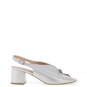 Bioeco by Arka Wide Fit Sparkling Leather Notch Mid Heigh Heeled Shoes, Silver image