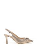 Bioeco by Arka Wide Fit Shimmering Leather Gathered Sling Back Heels, Champagne Gold image