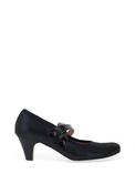 Bioeco by Arka Wide Fit Leather Double Strap Heeled Shoe, Navy image