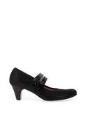 Bioeco by Arka Wide Fit Leather Shimmer Double Strap Heeled Shoe, Black image