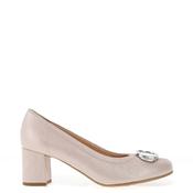 Bioeco by Arka Wide Fit Shimmering Leather Brooch Detail Heeled Pumps, Blush Pink image