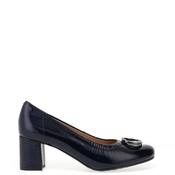 Bioeco by Arka Wide Fit Patent Brooch Detail Heeled Pumps, Navy image