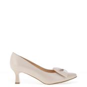 Bioeco by Arka Wide Fit Pearl Leather Low Heel Shoes, Beige image