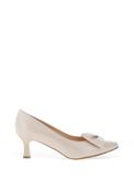 Bioeco by Arka Wide Fit Pearl Leather Low Heel Shoes, Beige image