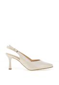 Bioeco by Arka Wide Fit Shimmering Low Block Heel Shoes, Pearl White image