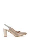 Bioeco by Arka Wide Fit Shimmering Leather Sling Back Heels, Champagne Gold image