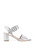 Bioeco by Arka Wide Fit Pebbled Leather Heeled Sandals, Silver image
