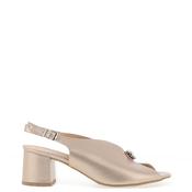 Bioeco by Arka Wide Fit Sparkling Leather Notch Mid Heigh Heeled Shoes, Gold image