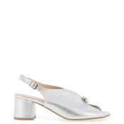 Bioeco by Arka Wide Fit Sparkling Leather Notch Mid Heigh Heeled Shoes, Silver image