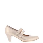 Bioeco by Arka Wide Fit Leather Double Strap Heeled Shoe, Gold