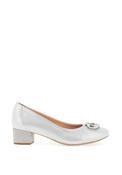 Bioeco by Arka Wide Fit Shimmer Low Block Heel Shoes, Silver image