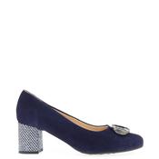 Bioeco by Arka Wide Fit Brooch Detail Heeled Pumps, Navy
