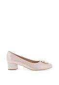 Bioeco by Arka Wide Fit Shimmering Leather Heeled Pumps, Blush Pink image