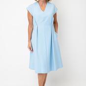 Birélin Size 12 Sleeveless with Button Detail Midi Dress, Light Blue