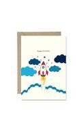 Bold Bunny “Happy Birthday” Rocket Greetings Card image