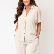 B.Young Falakka Linen Short Sleeve Short, Beige