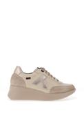 CallagHan Leather Suede Wedge Trainers, Beige image