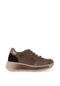 CallagHan Mixed Leather Wedge Trainers, Brown image