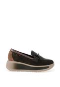 CallagHan Mixed Leather Wedge Loafers, Green image