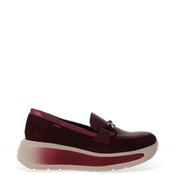 CallagHan Mixed Leather Wedge Loafers, Wine image