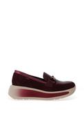 CallagHan Mixed Leather Wedge Loafers, Wine image