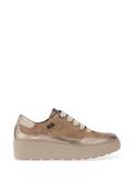 CallagHan Rhinestone Panel Platform Suede Trainers, Natural image