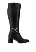 CallagHan Block Heel Knee High Leather Boots, Black image