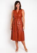 Camelot PU Waistcoat Midi Dress, Rust image