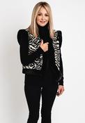 Camelot Faux Fur Zebra Print Waistcoat Jacket, Black image