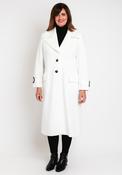 Camelot Contrasting Button Long Woven Coat, Snow White image