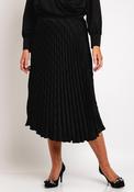 Camelot Satin Diagonal Design Pleated Midi Skirt, Black image