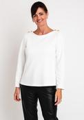 Camelot Button Shoulder Jacquard Top, White image