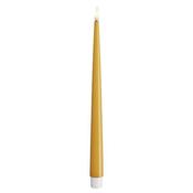 Deluxe Homeart LED Real Flame Shiny Dinner Candle Pair, Curry