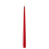 Deluxe Homeart LED Real Flame Shiny Dinner Candle Pair, Red